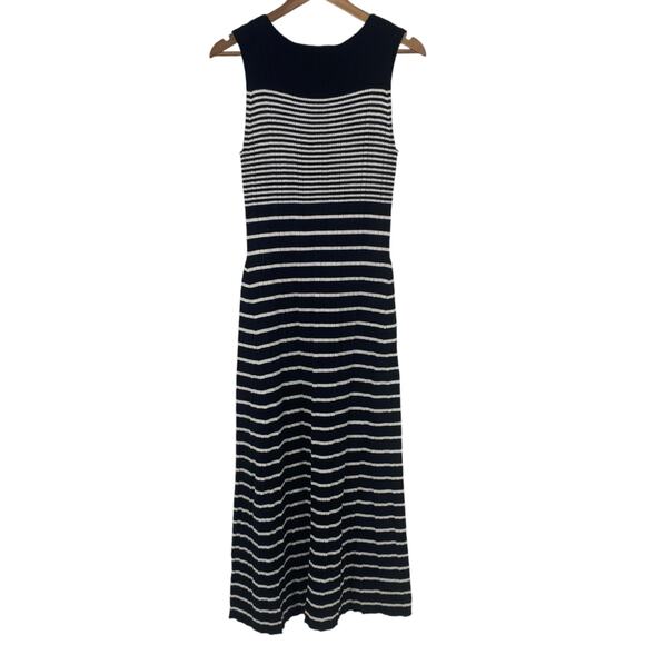 NEW A NEW DAY Striped Sleeveless Stretchy Knit Midi Maxi Dress Large Black White - Picture 3 of 6